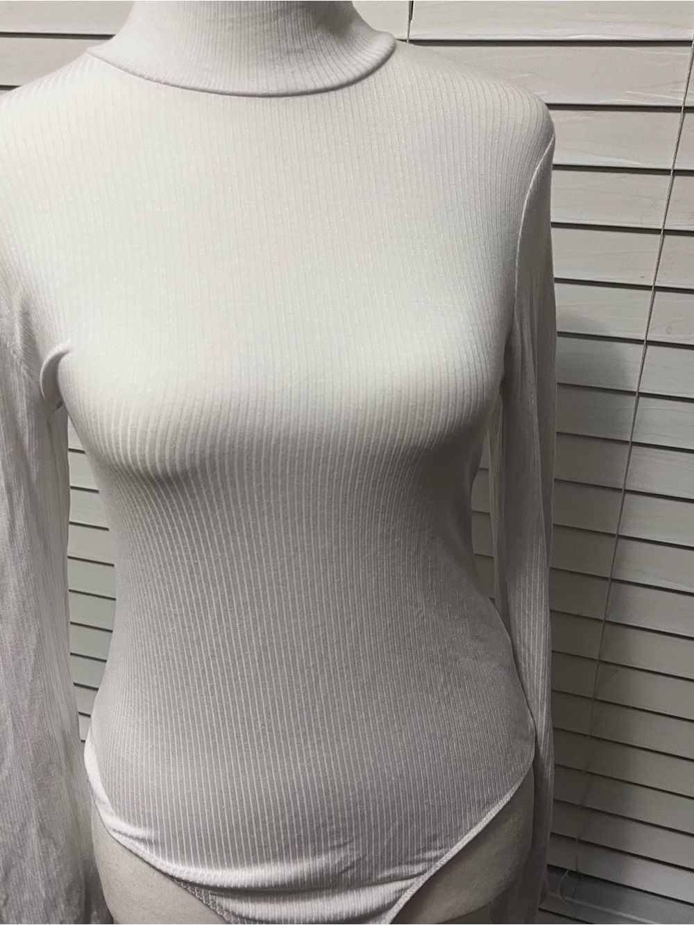 Fashion Nova White Ribbed Turtleneck Bodysuit